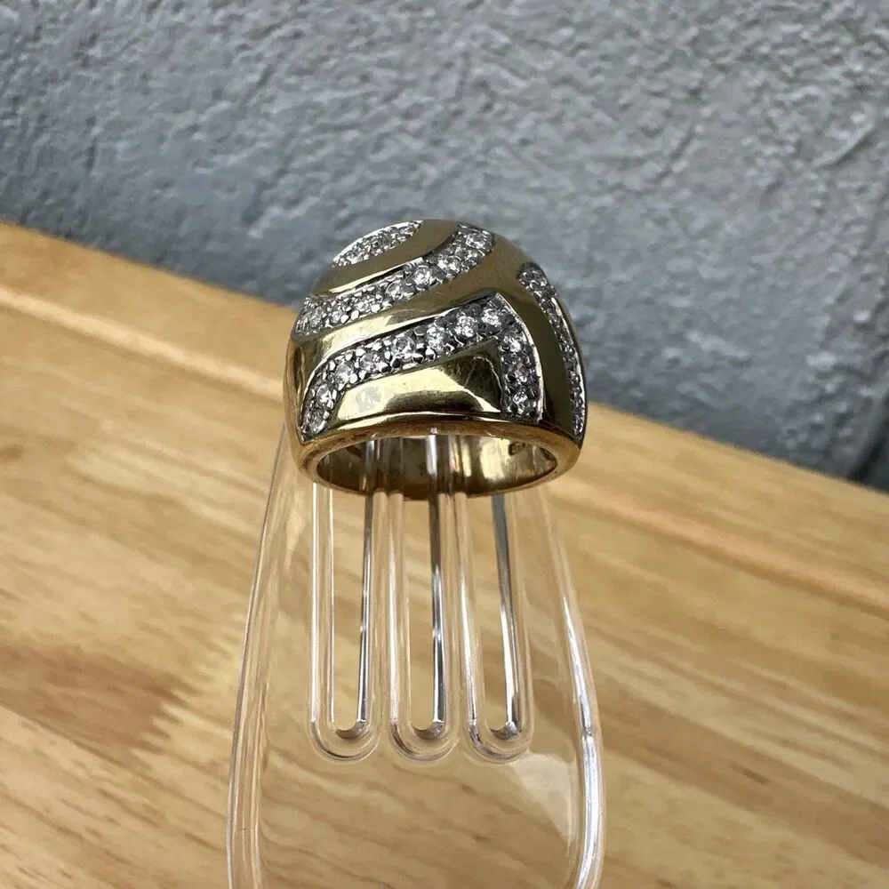 SETA 925 Gold Plated Silver Ring w/ Diamond Accents – Size 8 – 11.9g Unisex